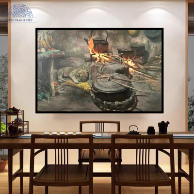 Tranh bếp lửa quê hương 