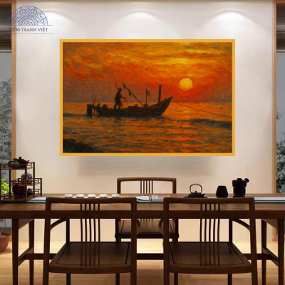 Tranh biển quê hương sáng sớm 