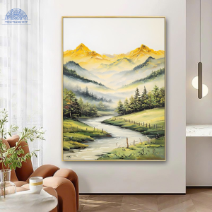 Tranh Phong Cảnh Nắng Sớm Trên Đồi Xanh