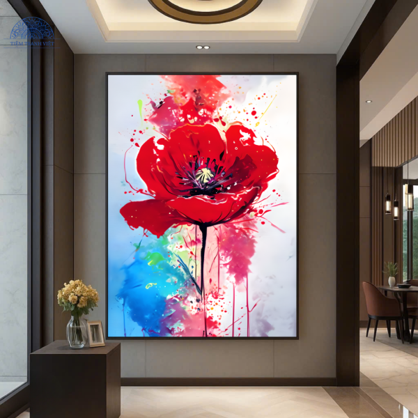 Tranh Hoa Sắc Đỏ Bừng Sáng Nghệ Thuật