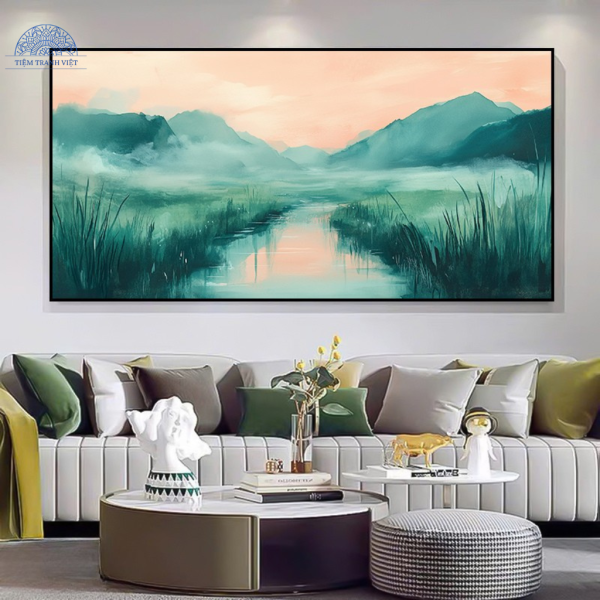 Tranh Phong Cảnh Sương Mai Trên Dòng Lặng