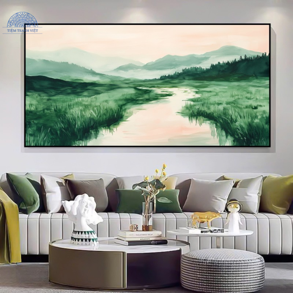 Tranh Phong Cảnh Sương Mai Trên Dòng Lặng
