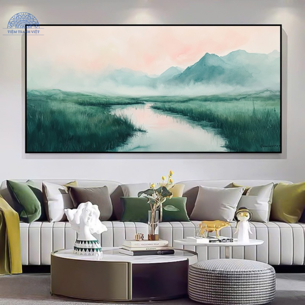 Tranh Phong Cảnh Sương Mai Trên Dòng Lặng