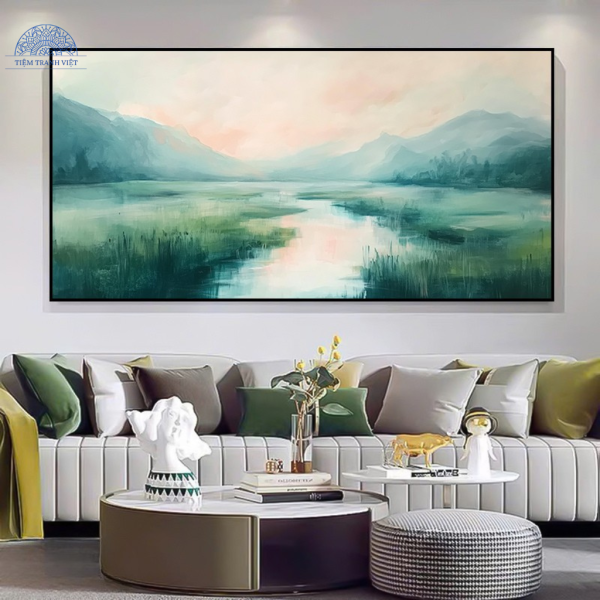 Tranh Phong Cảnh Sương Mai Trên Dòng Lặng