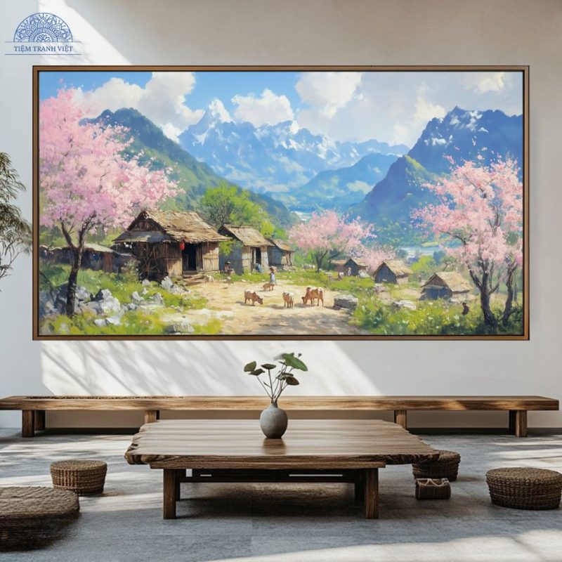 tranh vẽ núi rừng tây bắc​