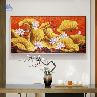Tranh Hoa Sen Mạ Vàng 3