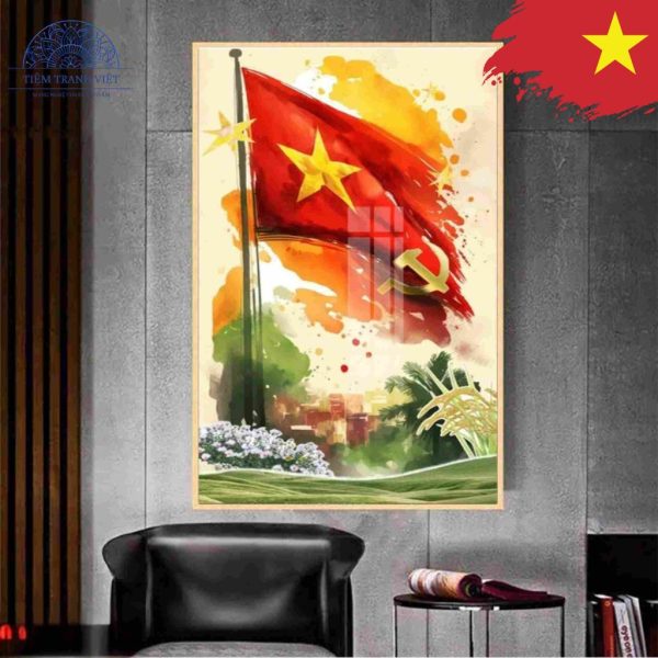 Tranh Cờ Đỏ Sao Vàng và Búa Liềm